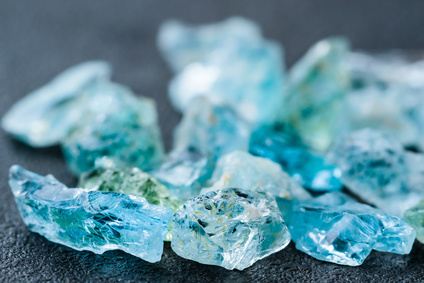 Collection of aquamarine crystals